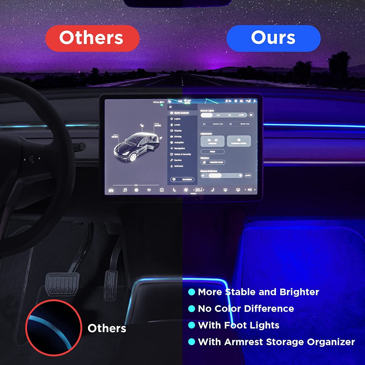 Interior Car Neon Lights Tesla Model 3(2019-2023)/ Y(2020-2023) - Teskay