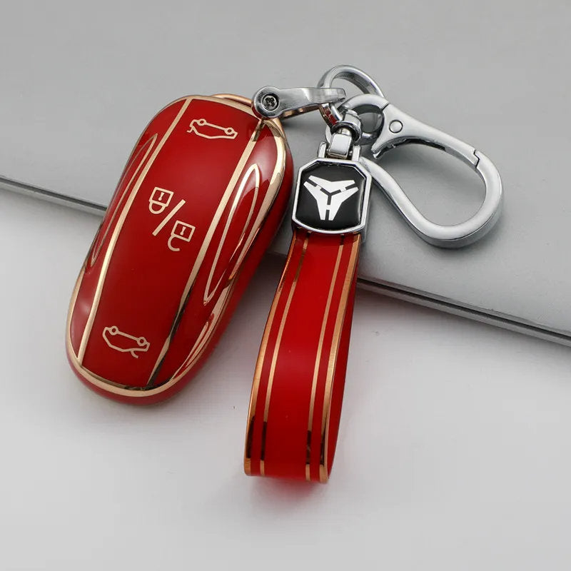 TPU Key Fob Cover for Tesla Model 3/Y/X/S – Full Protection, Fashionable Gold-Rimmed Design-20