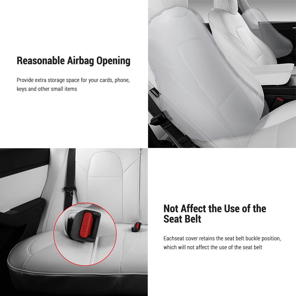 Seat Covers for Only Front Seats/Rear Seats for Tesla Model 3 & Model Y (5 Seater) - Teskay