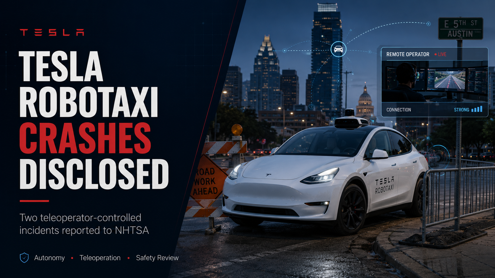 Tesla Discloses Two Teleoperator-Controlled Robotaxi Crashes to NHTSA Amid Heightened Scrutiny