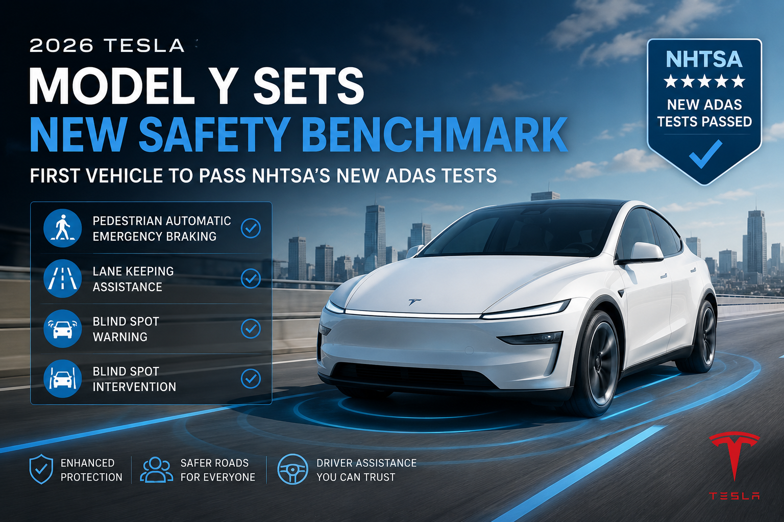 Tesla Model Y Sets New Safety Benchmark as First Vehicle to Pass NHTSA’s New ADAS Tests
