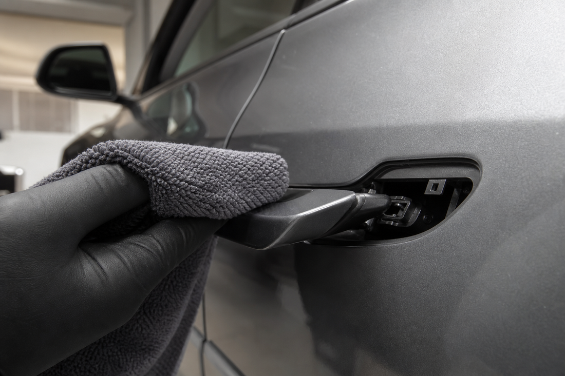Tesla Model 3 maintenance scene for unfreeze door handles