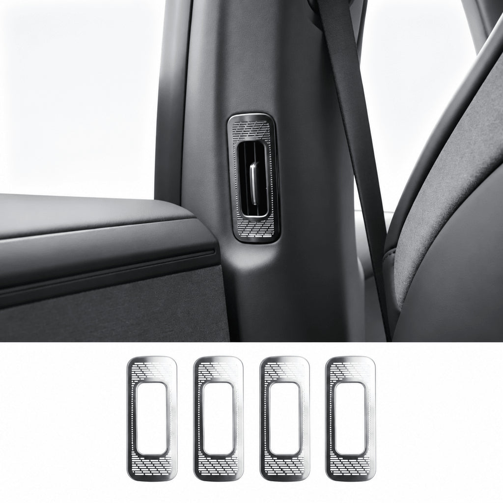 B & C-Pillar Air Vent Trim Covers for Model YL 6-Seat (4PCS) Black Titanium