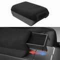 Center Console Armrest Riser with Hidden Sliding Storage for Model 3 Highland & Model Y Juniper Classic Black Alcantara