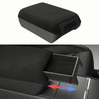 Center Console Armrest Riser with Hidden Sliding Storage for Model 3 Highland & Model Y Juniper Classic Black Alcantara