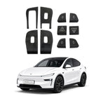 Dry Carbon Fiber Window Lift Button Trim & Switch Covers for Tesla Model Y L