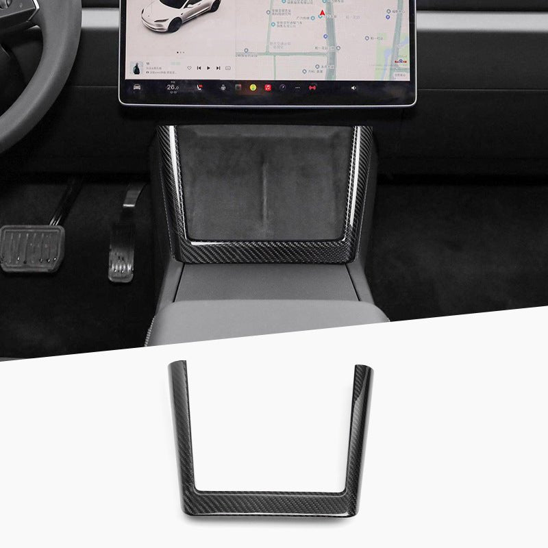 Real Dry Carbon Fiber Wireless Charging Frame for New Model Y & Model 3 Highland Model 3 Highland 2024+ & New Model Y 2025+ Glossy
