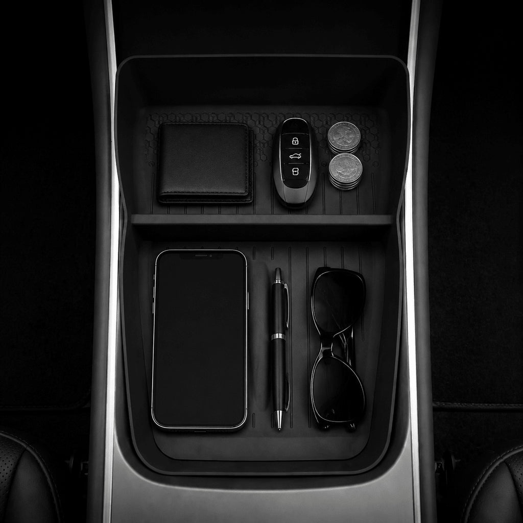 Silicone Center Console Lower Tray Mat for Model Y Standard 2026+