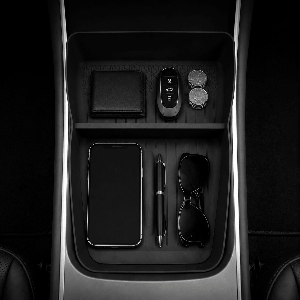 Silicone Center Console Lower Tray Mat for Model Y Standard 2026+