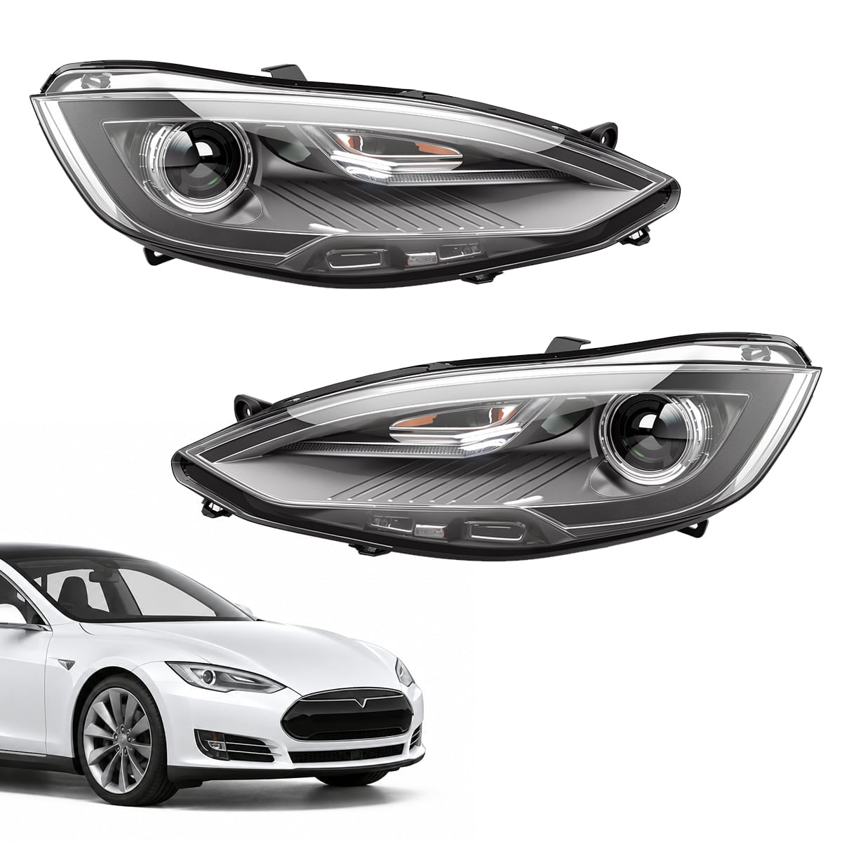 Bi-Xenon HID Headlight Replacement for Model S (12-15) Left & Right Pair