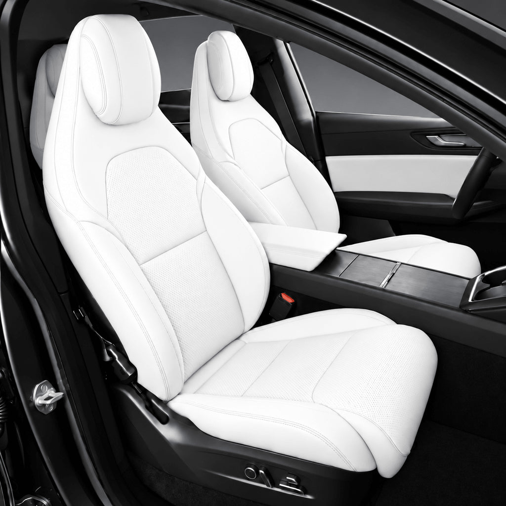 Leather Seat Covers for Tesla Model YL 6-Seater White