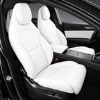 Leather Seat Covers for Tesla Model YL 6-Seater White