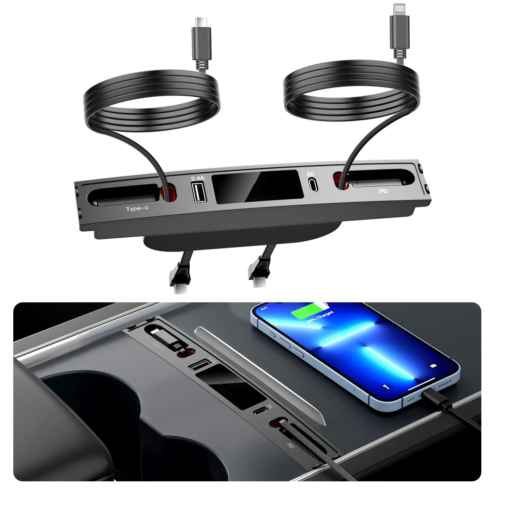 Usbc Hub Tesla Rear Retractable USB Hub for Tesla Model 3/Y – Teskay