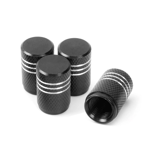 Tesla Valve Stem Caps (4 Pcs With Logo) BLACK