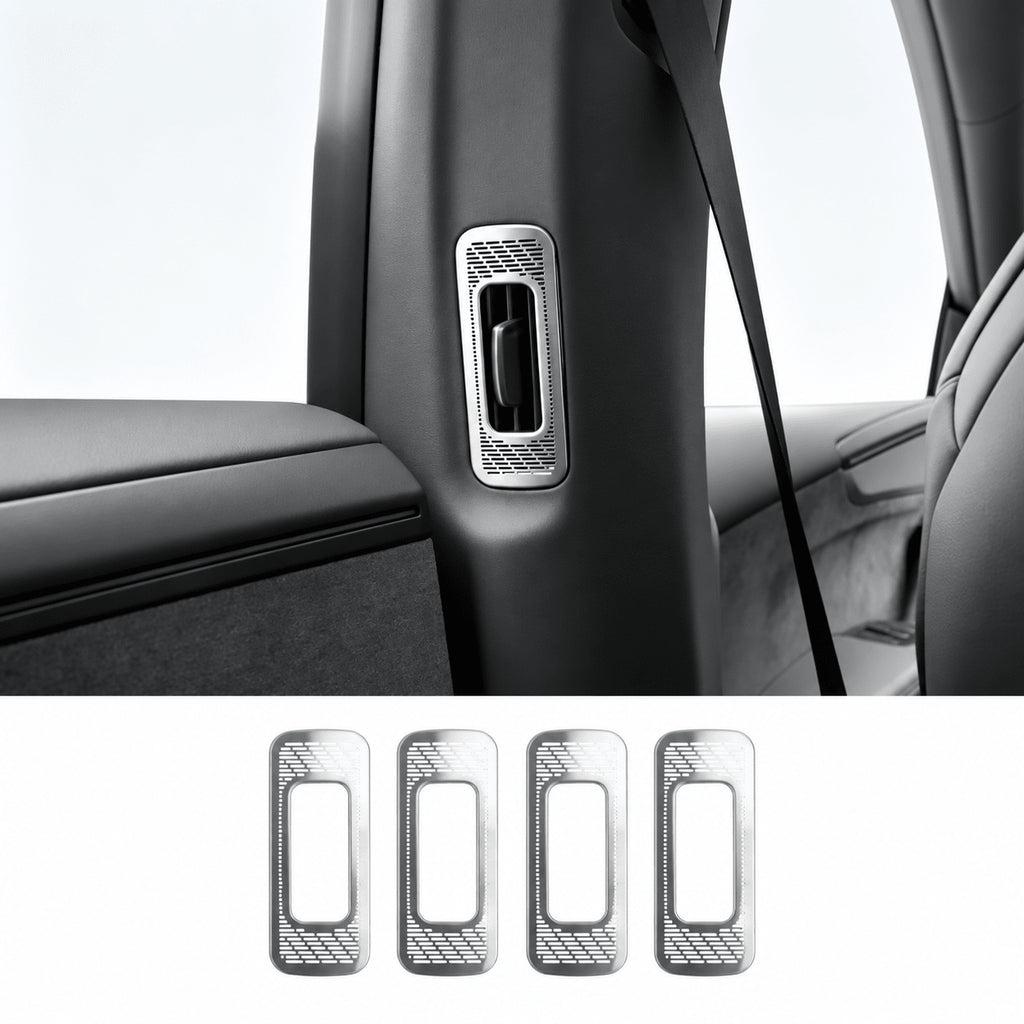 B & C-Pillar Air Vent Trim Covers for Model YL 6-Seat (4PCS) Silver