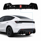 Rear Bumper Lip Spoiler & Diffuser with Flashing LED Pilot Brake Light for Model Y Juniper