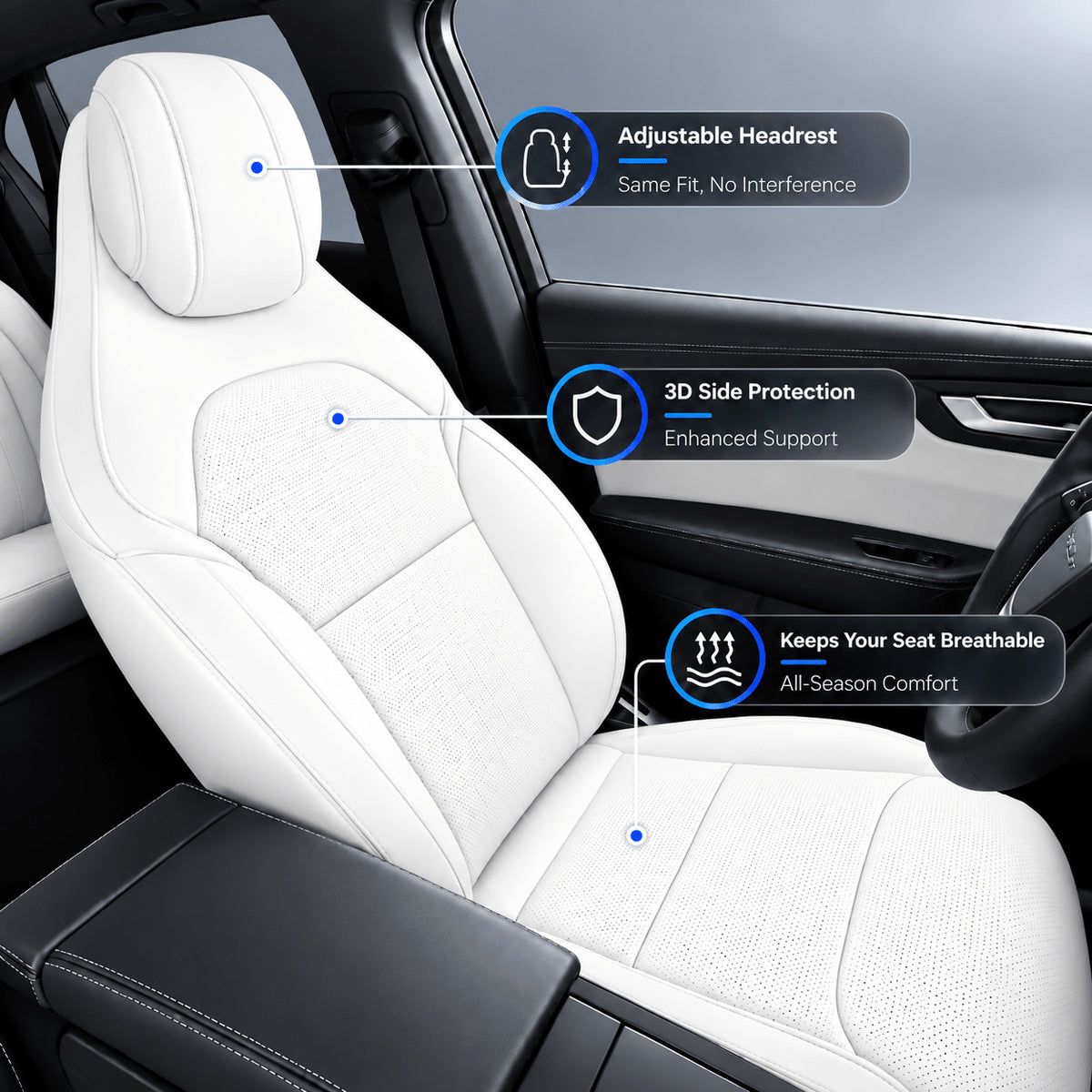 Leather Seat Covers for Tesla Model YL 6-Seater