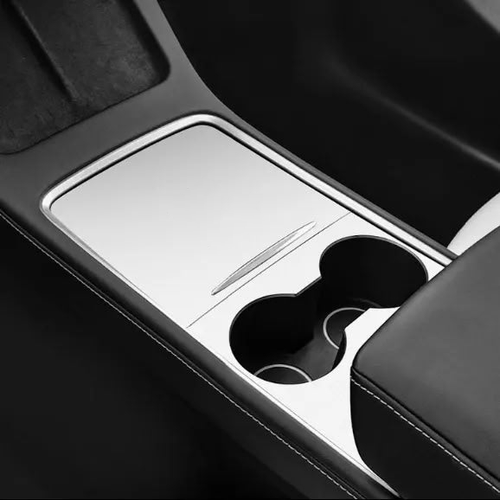 Center Console Cover for Tesla Model 3/Model Y (With Logo) Nappa leather-White