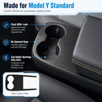 Real Carbon Fiber Center Console Cup Holder Cover Trim for Model Y Standard 2026+