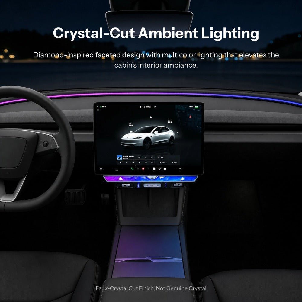 Model 3 Highland/Model Y Juniper Under Screen Crystal Dock | 3-in-1 Ambient Light, Aromatherapy & USB Fast Charging