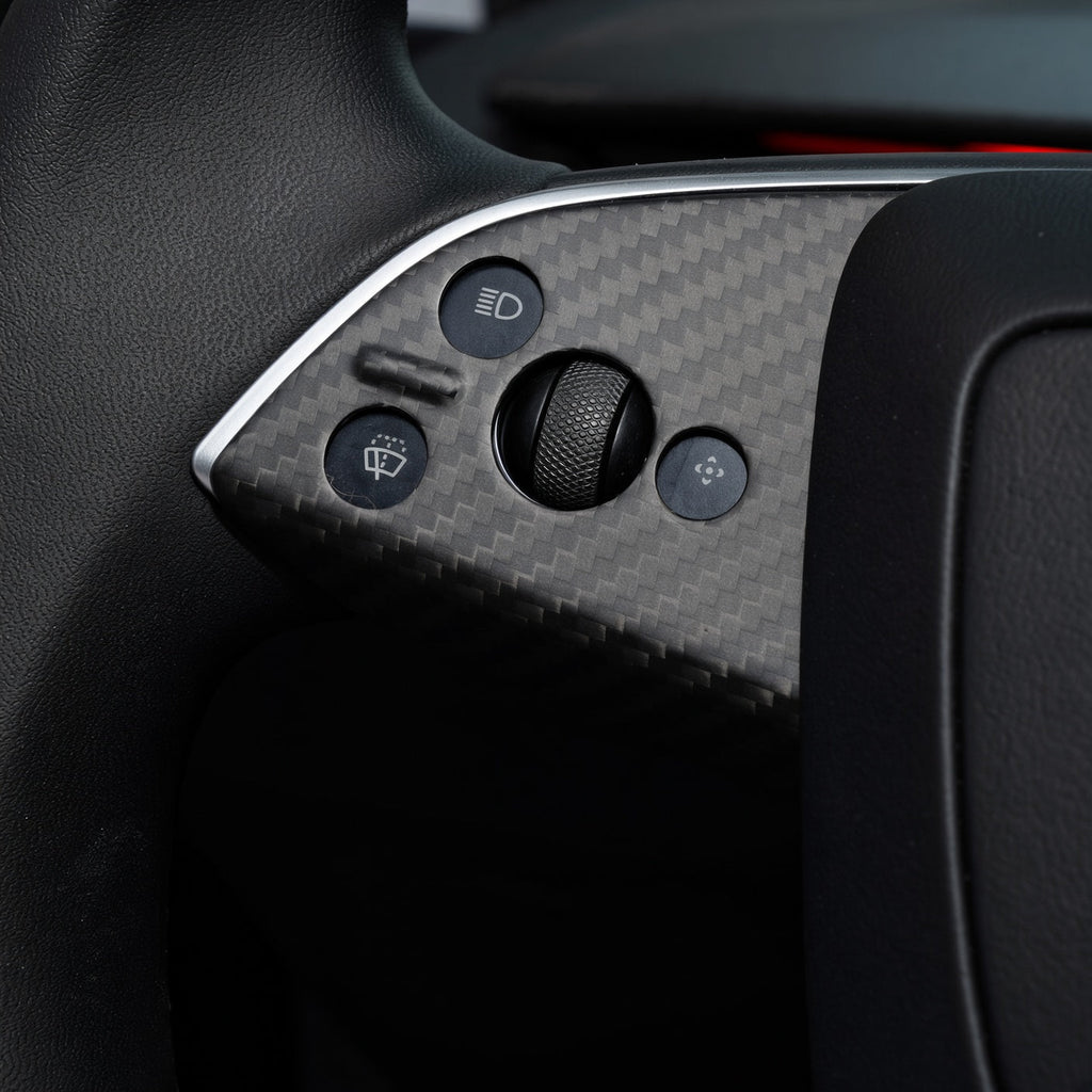 Dry Carbon Fiber Steering Wheel Trim Cover Kit for Model Y Juniper Premium / Model Y Standard / Model YL