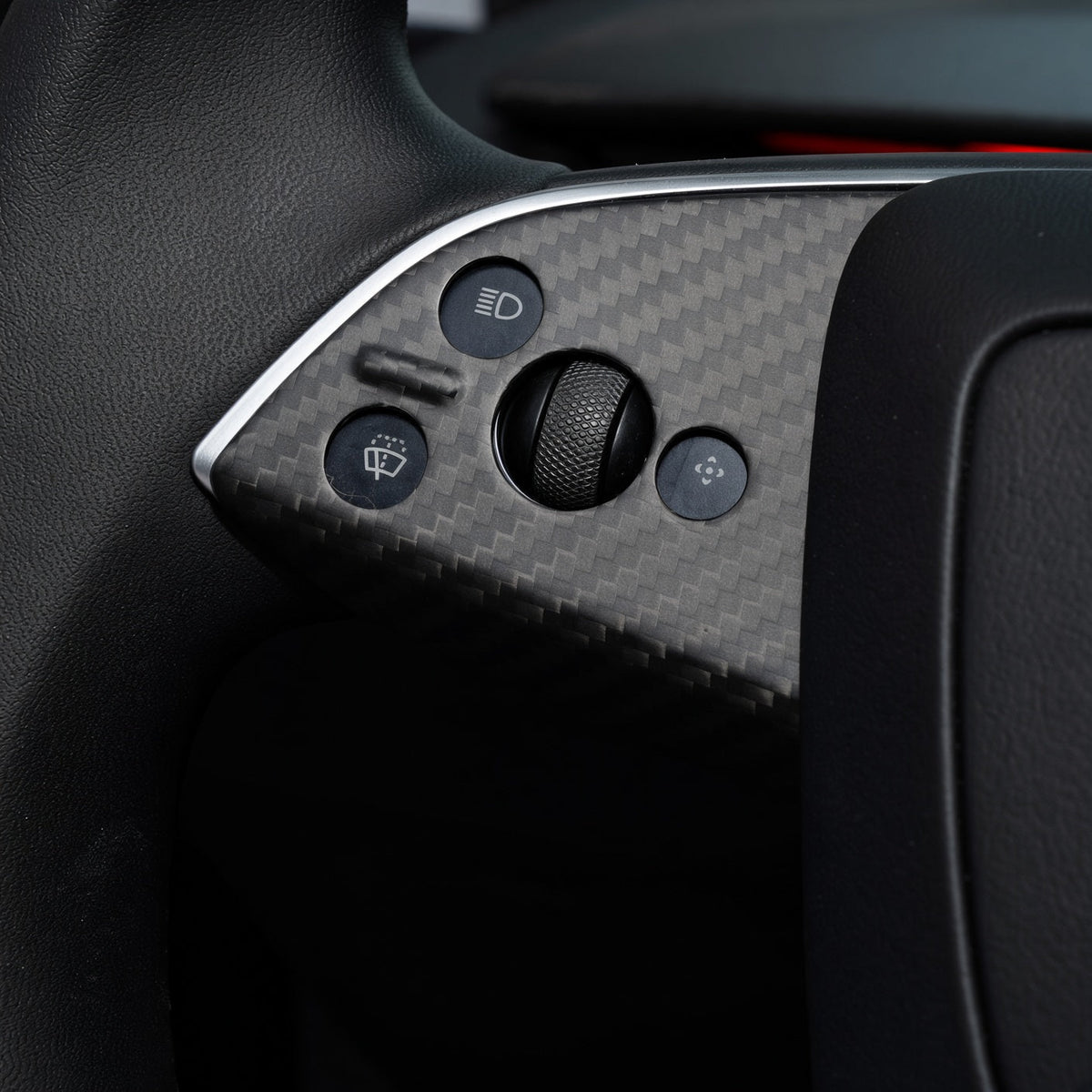 Dry Carbon Fiber Steering Wheel Trim Cover Kit for Model Y Juniper Premium / Model Y Standard / Model YL