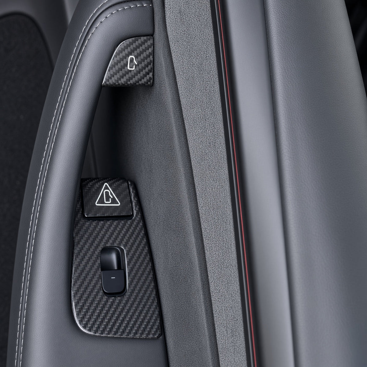 Dry Carbon Fiber Window Lift Button Trim & Switch Covers for Tesla Model Y L