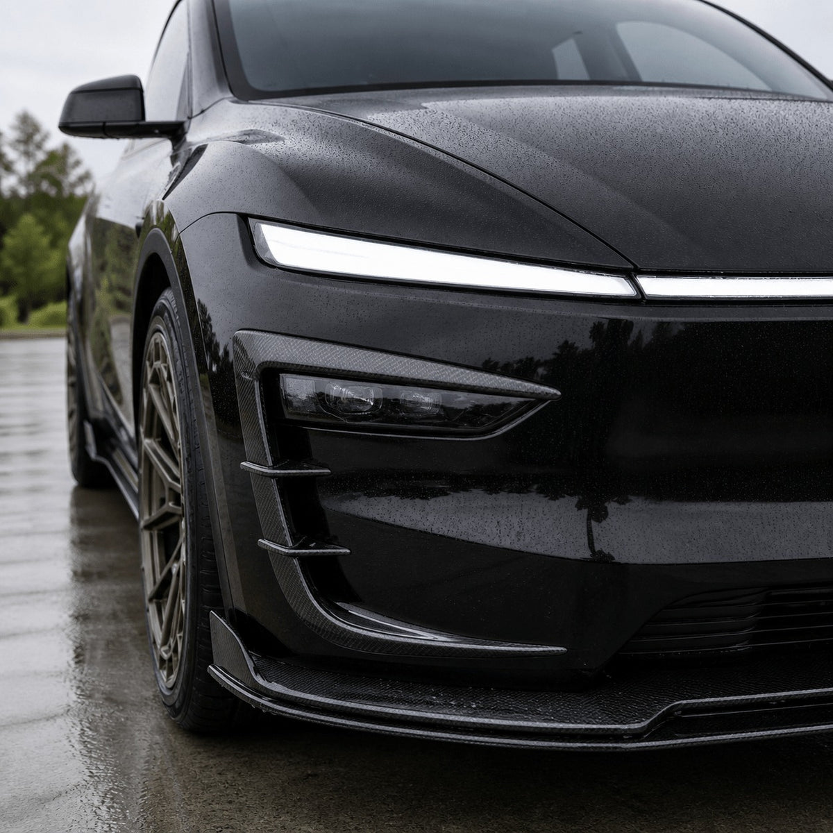 Real Carbon Fiber Front Intake Air Blades Trim for Model Y Juniper & Model YL 6-Seater