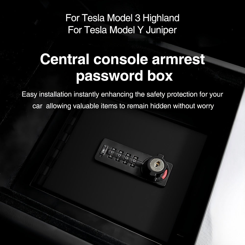 Anti-Theft Center Console Lock Box for Tesla Model 3 Highland/Model Y Juniper