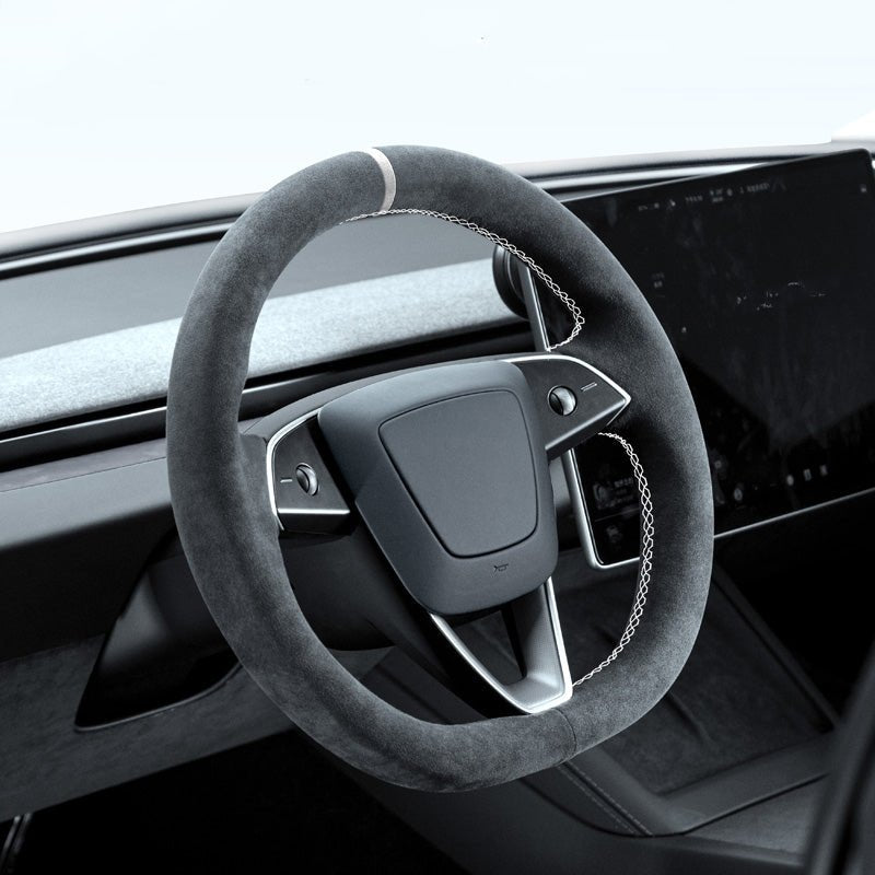 Alcantara Steering Wheel Cover for Model Y Juniper / Model 3 Highland / Model YL