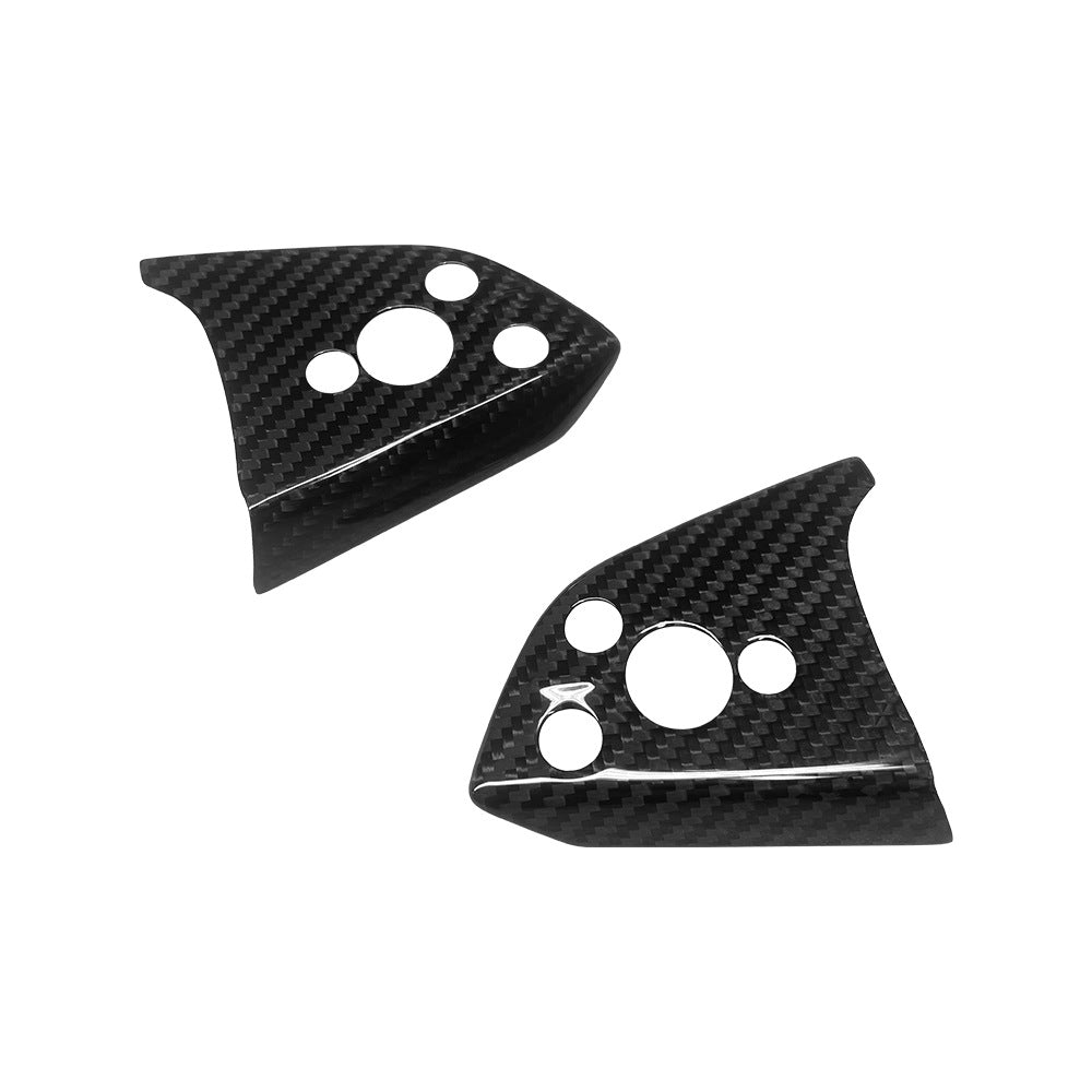 Steering Wheel Bezel Overlay Real Dry Carbon Fiber for Model 3 Highland & Model Y Juniper (3 Pieces)
