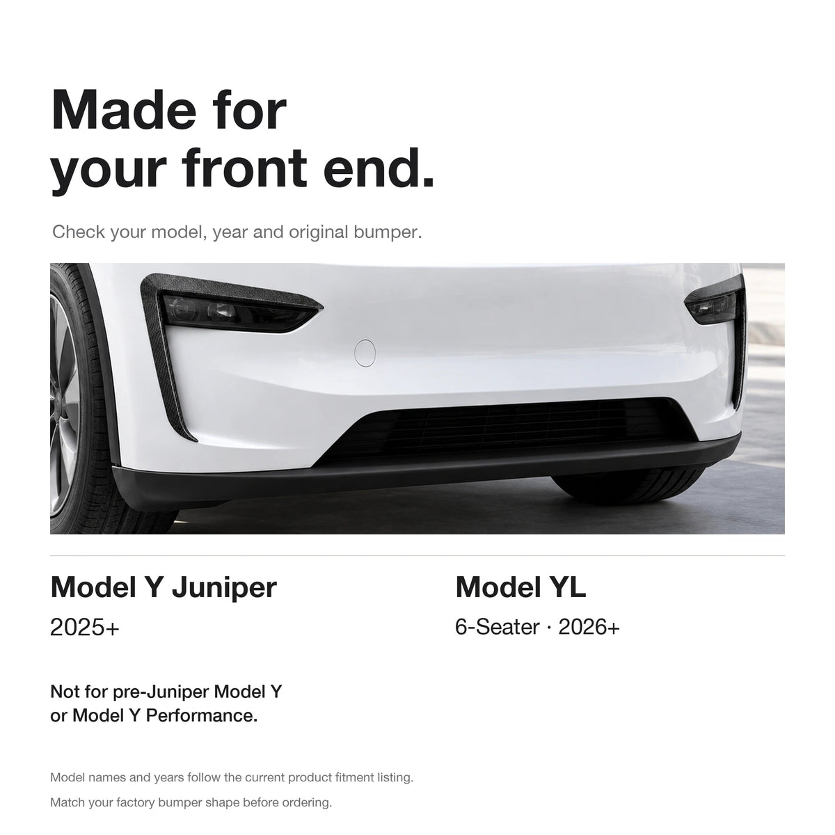 ABS Split Front Fog Light Bezel Cover for Model Y Juniper & YL 6-Seater