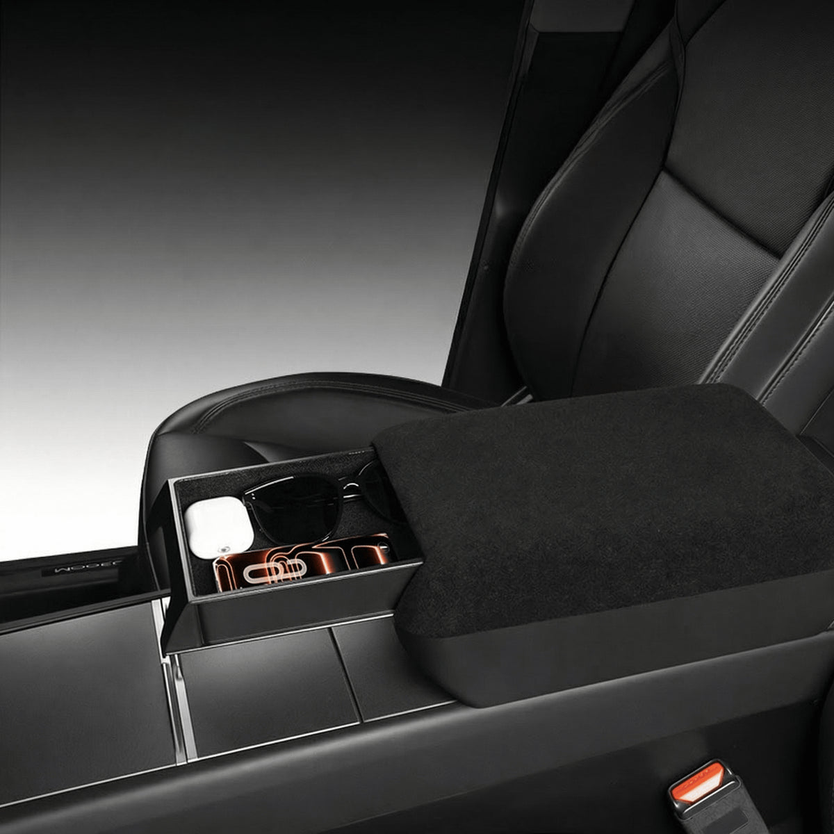Center Console Armrest Riser with Hidden Sliding Storage for Model 3 Highland & Model Y Juniper