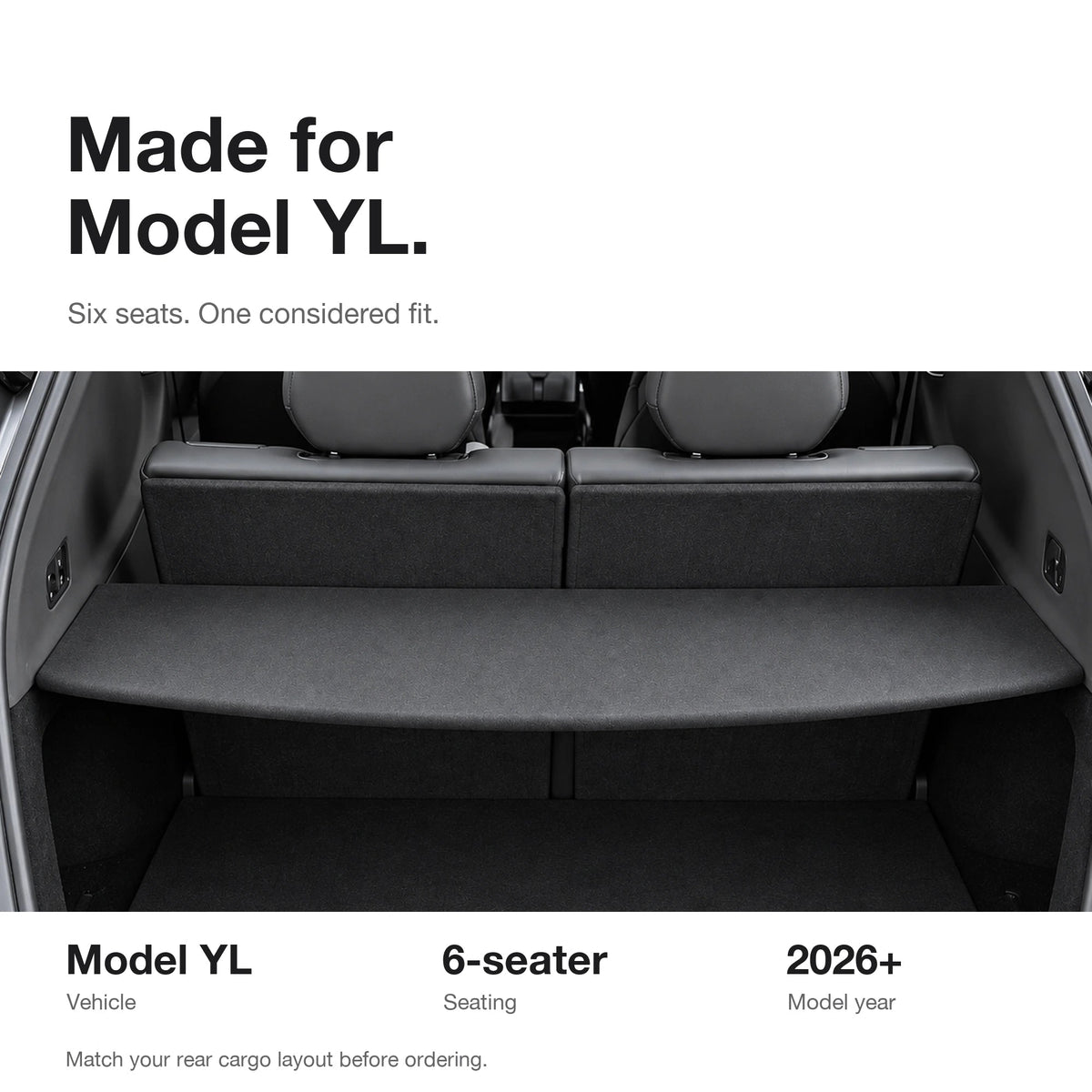 Rigid Trunk Cargo Cover for Tesla Model YL 6-Seater 2026+