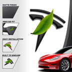 Bright Carbon Fiber Emblem Cover Sticker for Tesla Model 3 (2017-2023) / Y (2020-2024) 3-Piece Kit