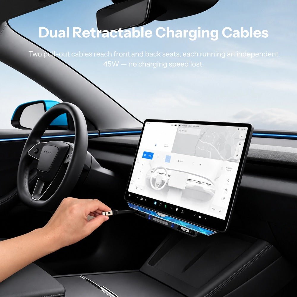 Model 3 Highland/Model Y Juniper Under Screen Crystal Dock | 3-in-1 Ambient Light, Aromatherapy & USB Fast Charging