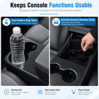 Real Carbon Fiber Center Console Cup Holder Cover Trim for Model Y Standard 2026+