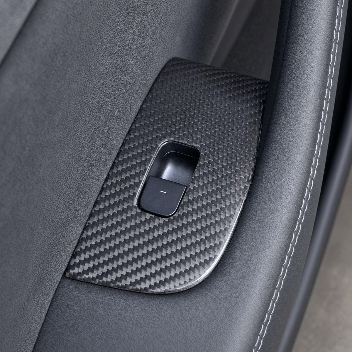 Dry Carbon Fiber Window Lift Button Trim & Switch Covers for Tesla Model Y L