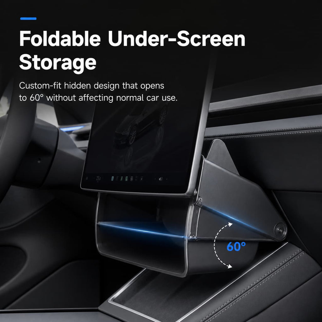 Dual-Layer Tray Under Screen Storage Box with LED Light for Model 3 Highland / Y Juniper