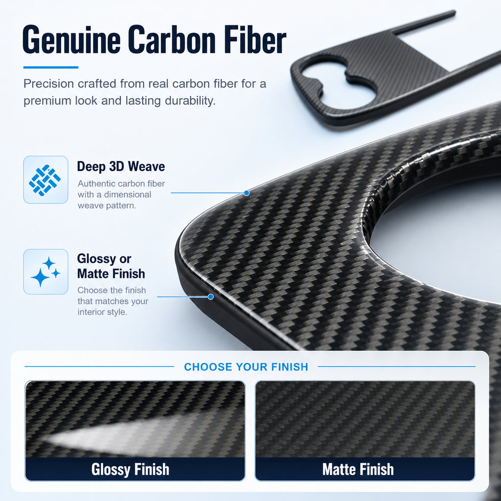 Real Carbon Fiber Center Console Cup Holder Cover Trim for Model Y Standard 2026+