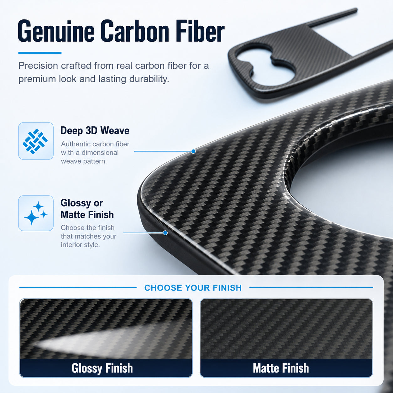 Real Carbon Fiber Center Console Cup Holder Cover Trim for Model Y Standard 2026+