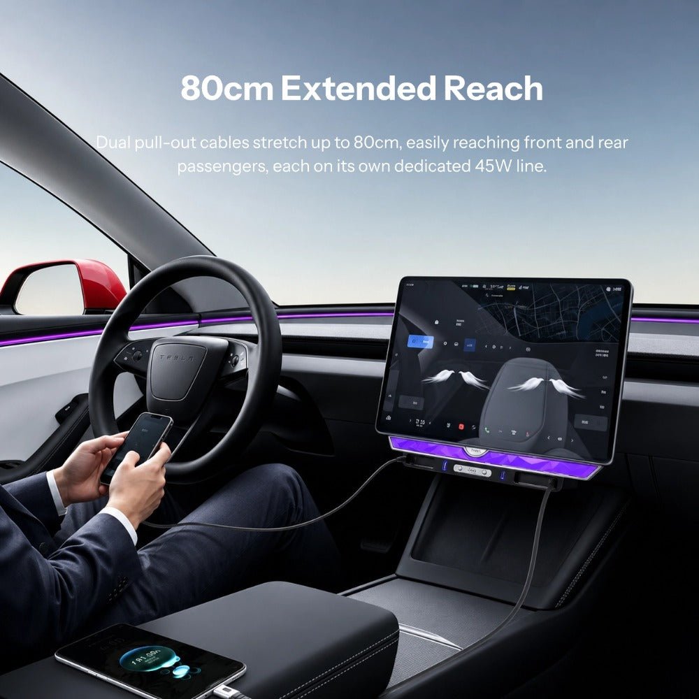 Model 3 Highland/Model Y Juniper Under Screen Crystal Dock | 3-in-1 Ambient Light, Aromatherapy & USB Fast Charging