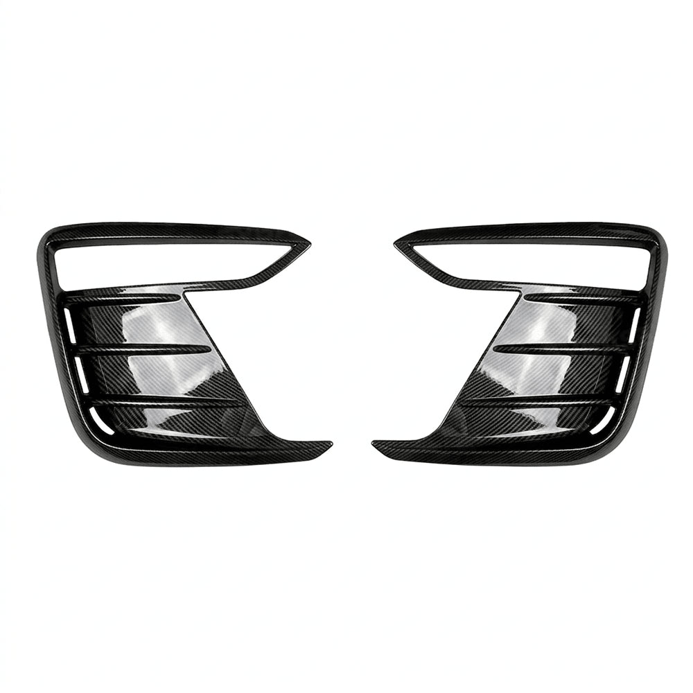 ABS Fog Light Cover Front Bumper Trim for Model Y Juniper / Model YL Glossy Carbon Fiber Texture