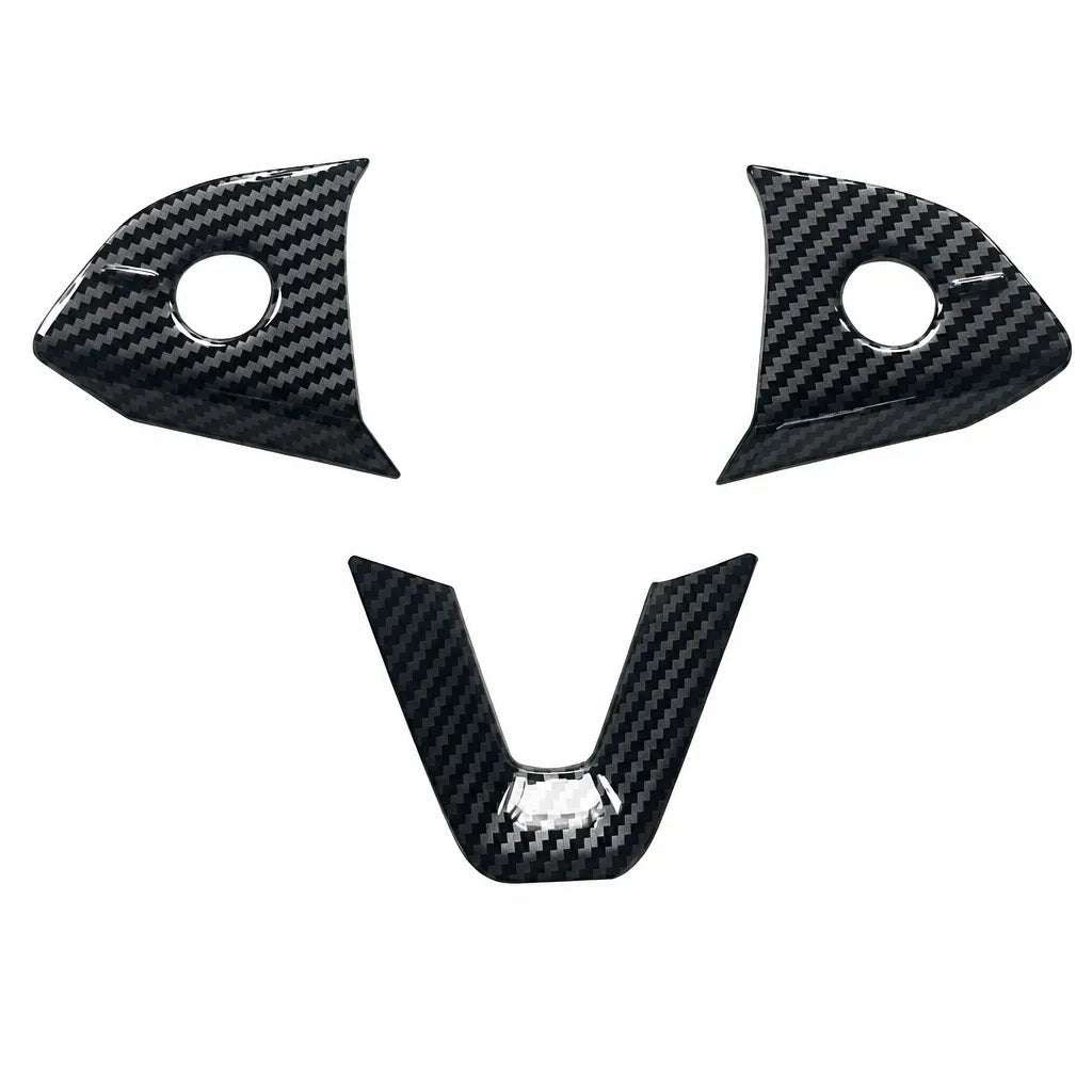 ABS Steering Wheel Button & V-Shape Trim Cover for Model Y Juniper Glossy Carbon fiber texture | ABS