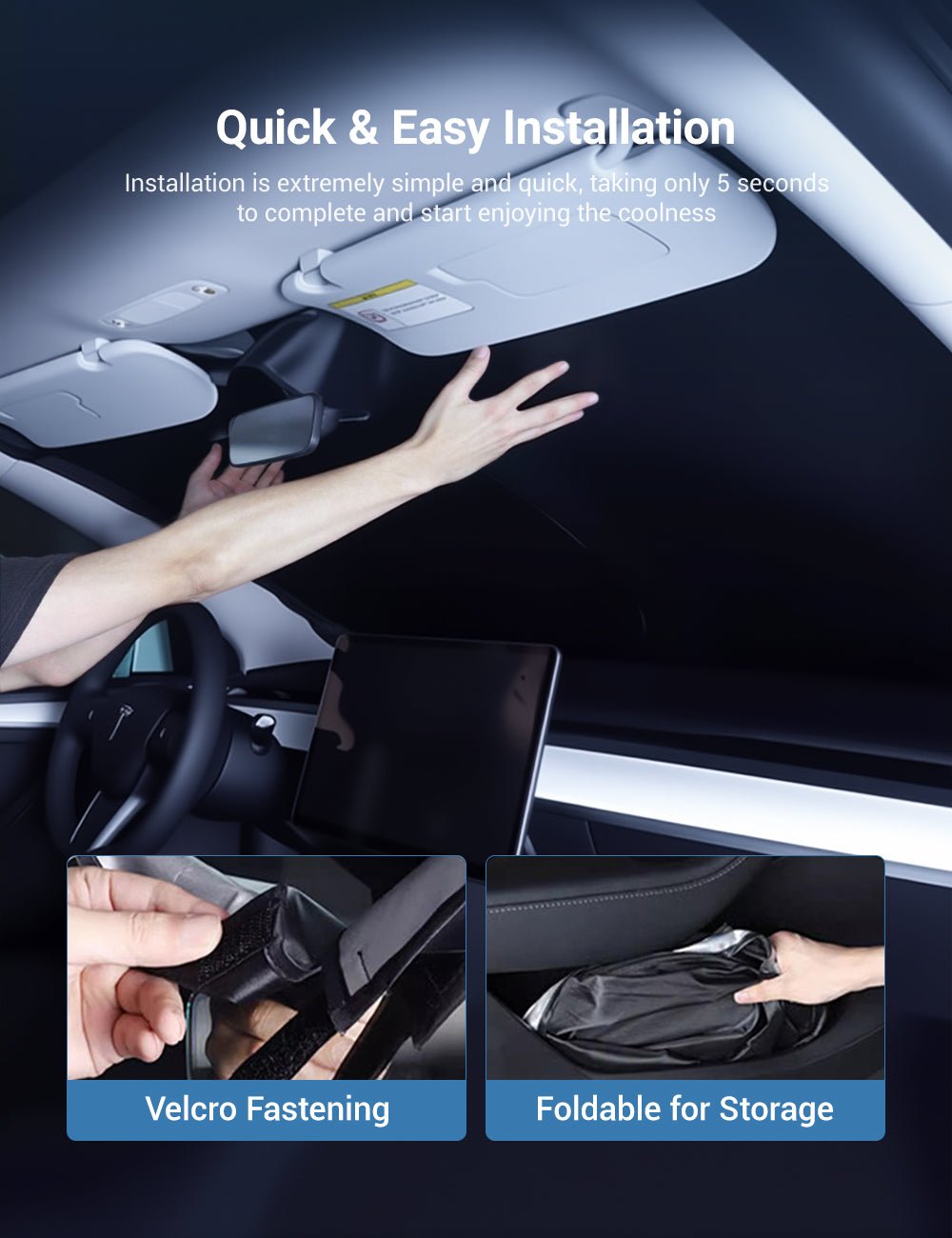 Front Windshield Sunshade for Model 3 / Model Y