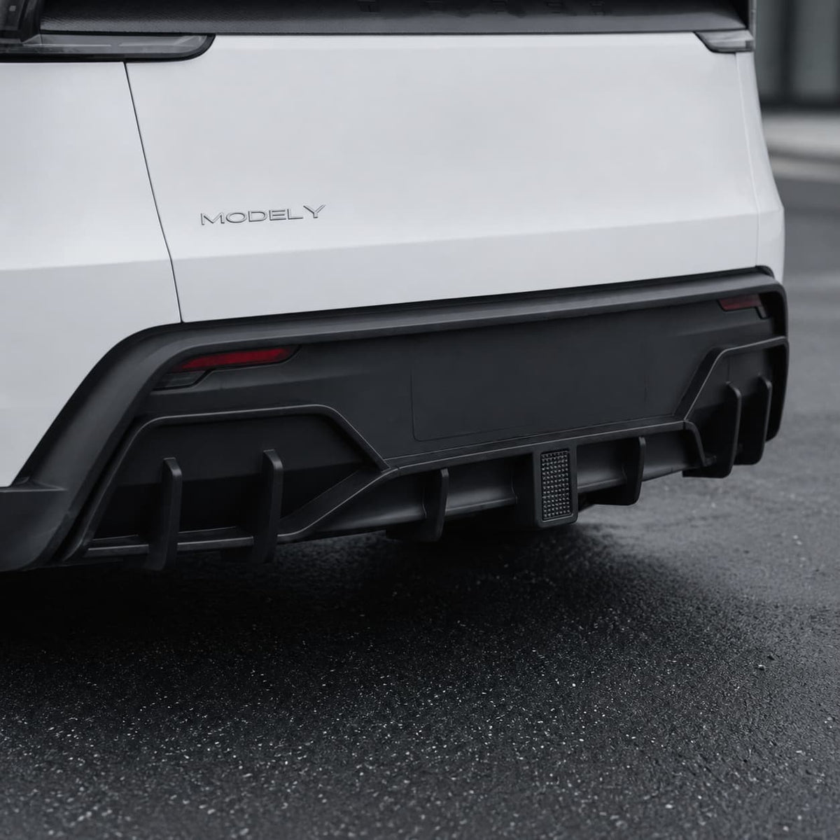 Rear Bumper Lip Spoiler & Diffuser with Flashing LED Pilot Brake Light for Model Y Juniper