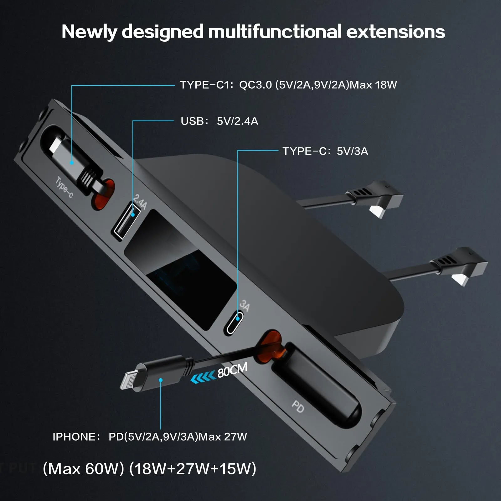 Retractable USB Hub for Tesla Model 3/Y