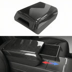 Center Console Armrest Riser with Hidden Sliding Storage for Model 3 Highland & Model Y Juniper Glossy Carbon Fiber Finish