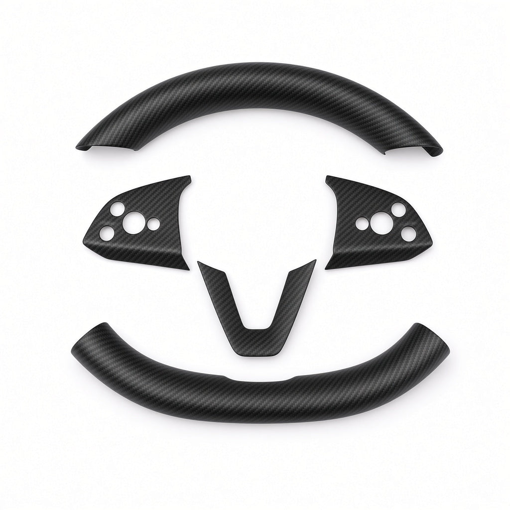 Dry Carbon Fiber Steering Wheel Trim Cover Kit for Model Y Juniper Premium / Model Y Standard / Model YL