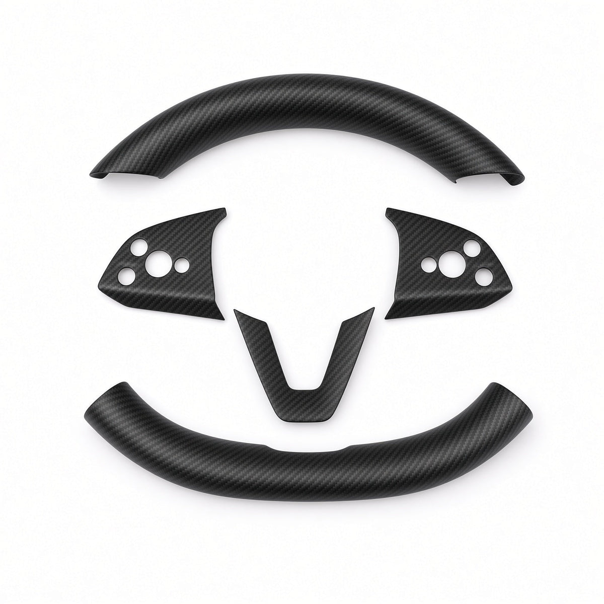 Dry Carbon Fiber Steering Wheel Trim Cover Kit for Model Y Juniper Premium / Model Y Standard / Model YL